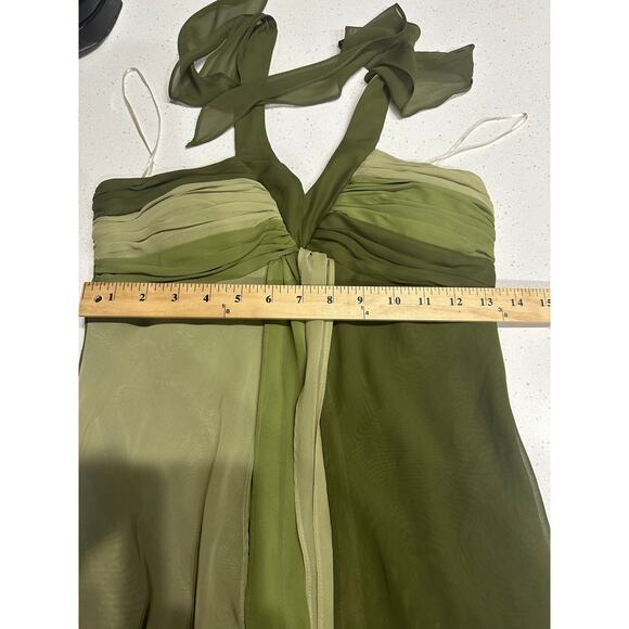 Sangria Halter Party Dress Sheer Overlay Roused Bust Y2K Fairy Whimsigoth Green - Picture 9 of 16